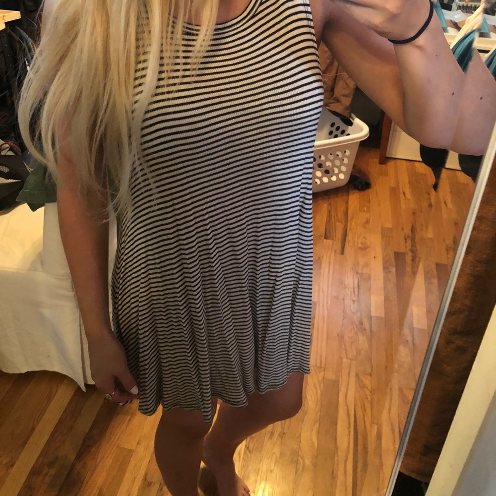 Stripe cut out back mini dress